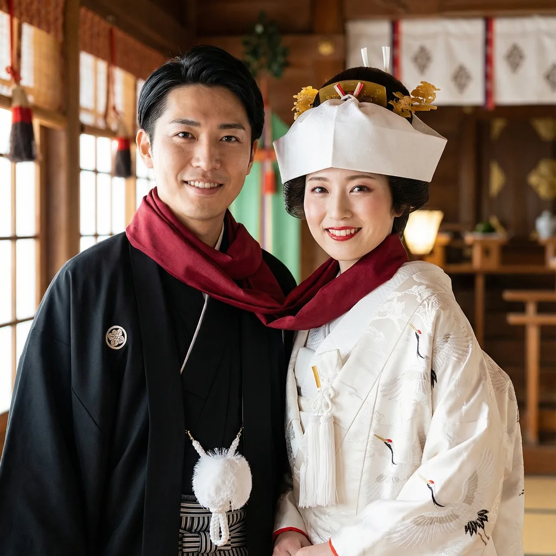和装の新郎新婦
