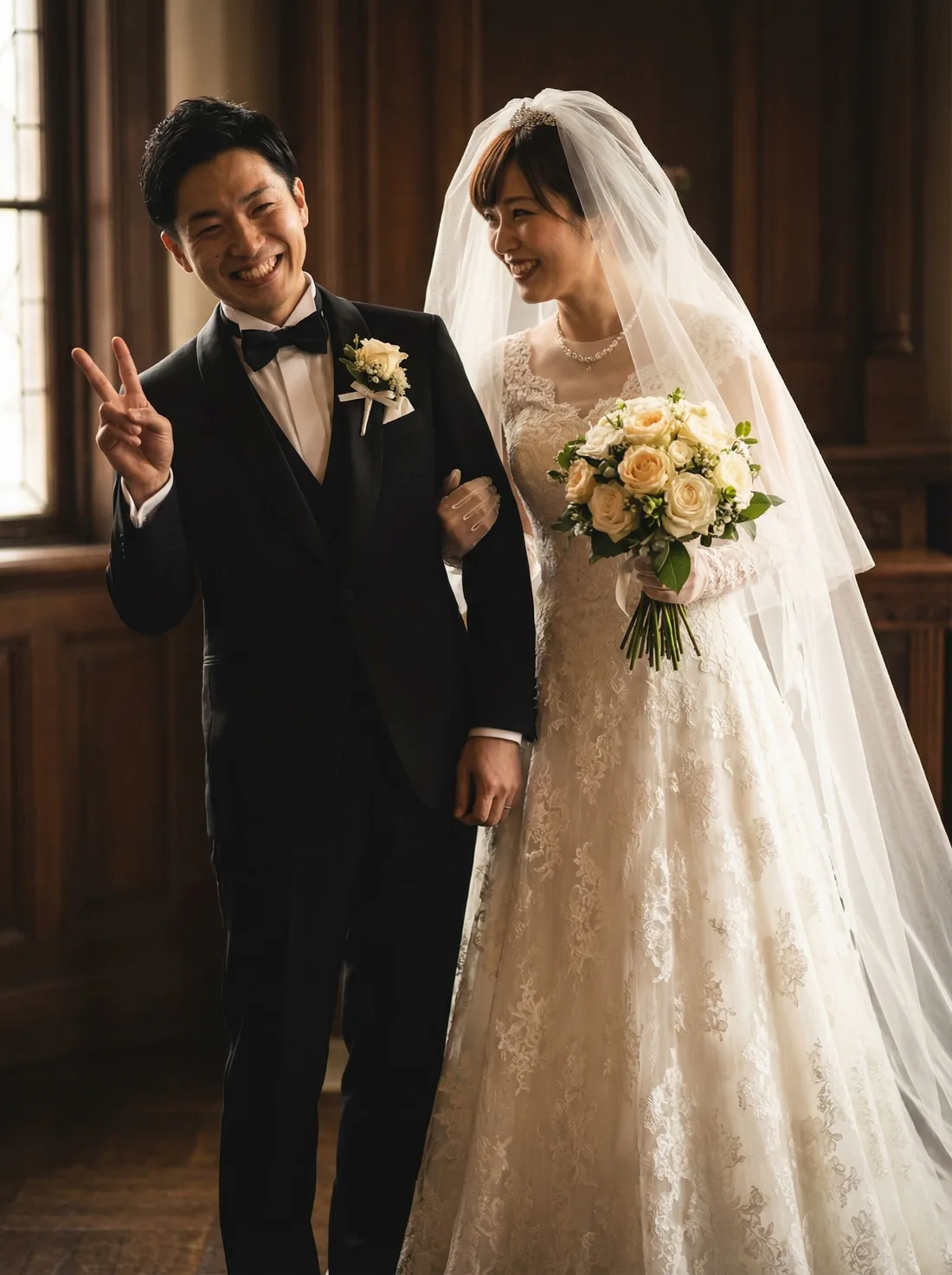 洋装の新郎新婦